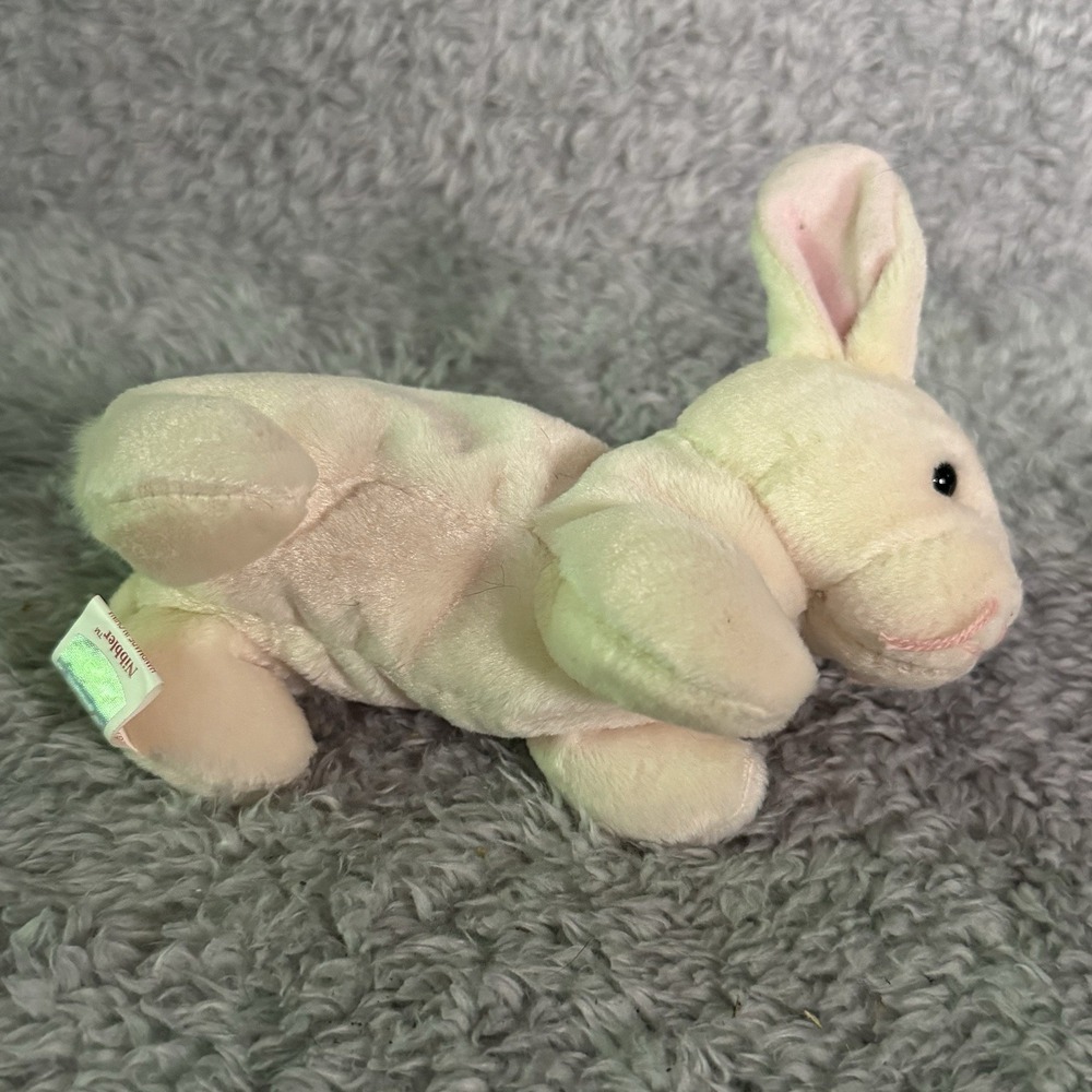 Ty Beanie Babies Nibbler Rabbit Bunny Plush White Vintage Stuffed Animal Toy - Picture 6 of 7